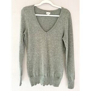 Caslon Gray 100% Cashmere V-Neck Long Sleeve Sweater Preppy‎ Old Money Medium